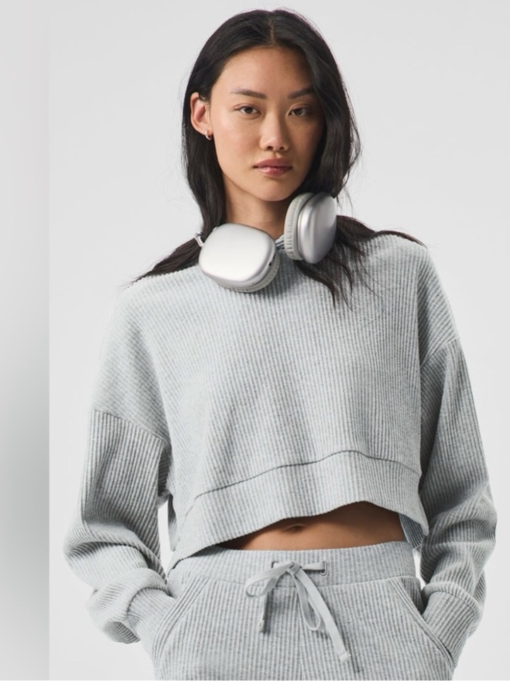 Alo Muse Hoodie Ribbed Grey